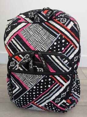 VERA BRADLEY Campus Tech Backpack Northern Stripes Quilted Laptop Bag